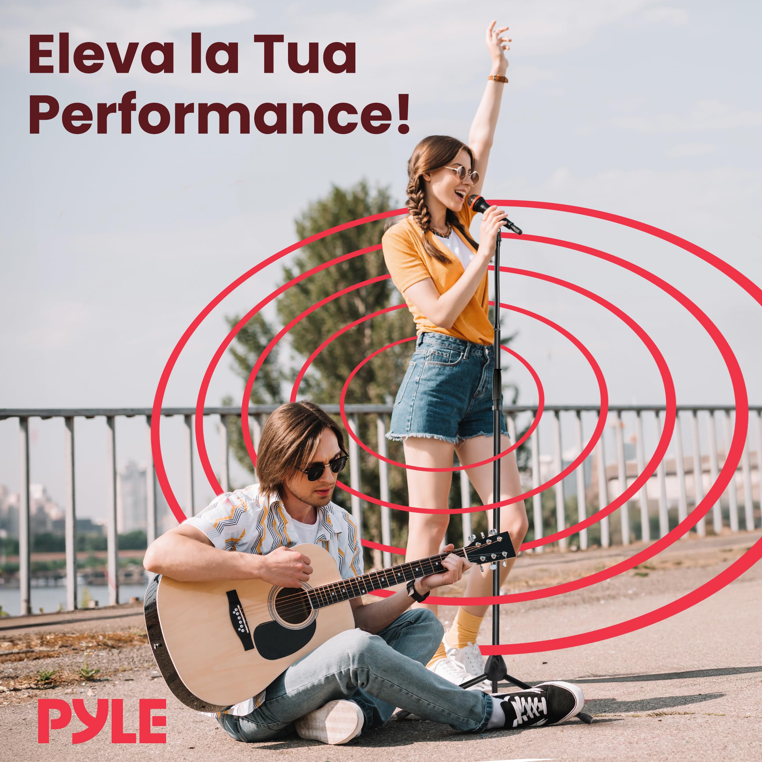 Pyle Asta Microfono, Supporto Microfono Treppiede Regolabile 133–201 cm, Base Antiscivolo, Clip Microfono e Adattatore 15,88 mm Inclusi