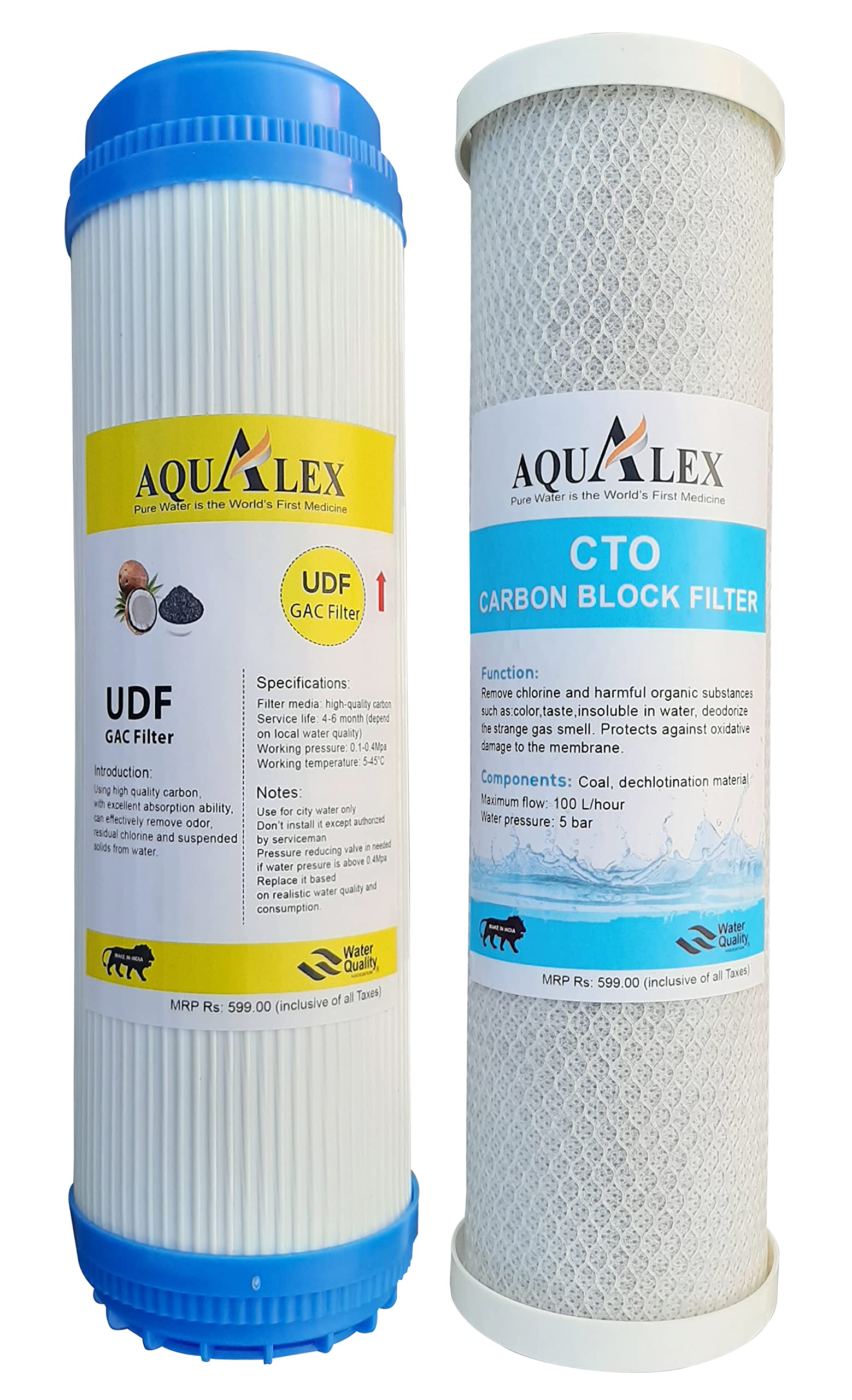 AQUALEX, Pokar RO, CTO - GAC (UDF) 10" Inch Filter Cartridge Suitable for 25 LPH and Under Shink Wall Mount RO Water Purifier-image-13