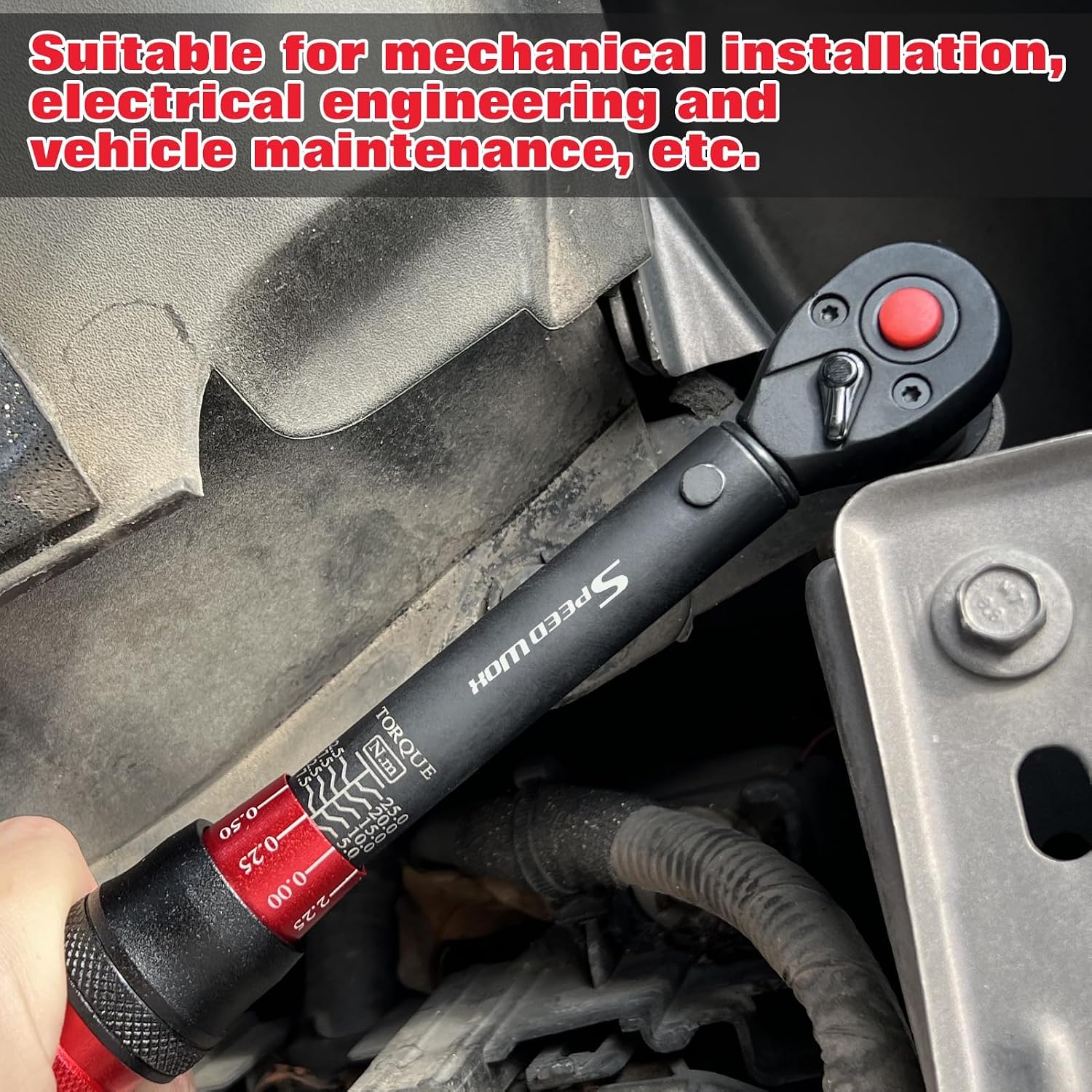 SPEEDWOX 1/4" Drive Adjustable Click Torque Wrench 5-25 Nm Dual-Direction Reversible with Quick Release Head for Bike, Motorcycle and Car Repair