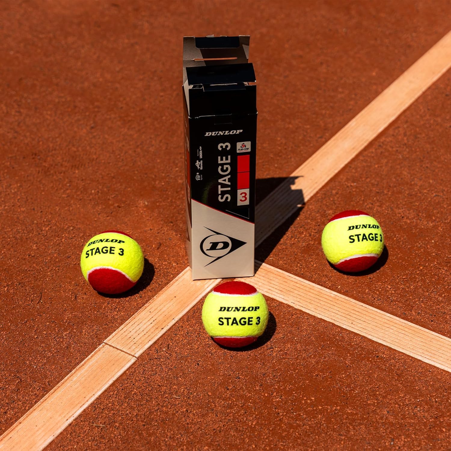 DUNLOP Pallina da tennis Stage 3 rossa, per bambini e principianti sul campo piccolo, 3 palline