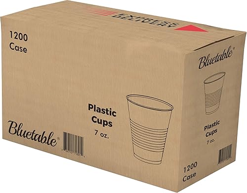 Vasos de plástico desechables a granel de 7 onzas, caja de 1200 unidades, sin BPA, bueno para bebidas frías, tazas de fiesta, dispensador de