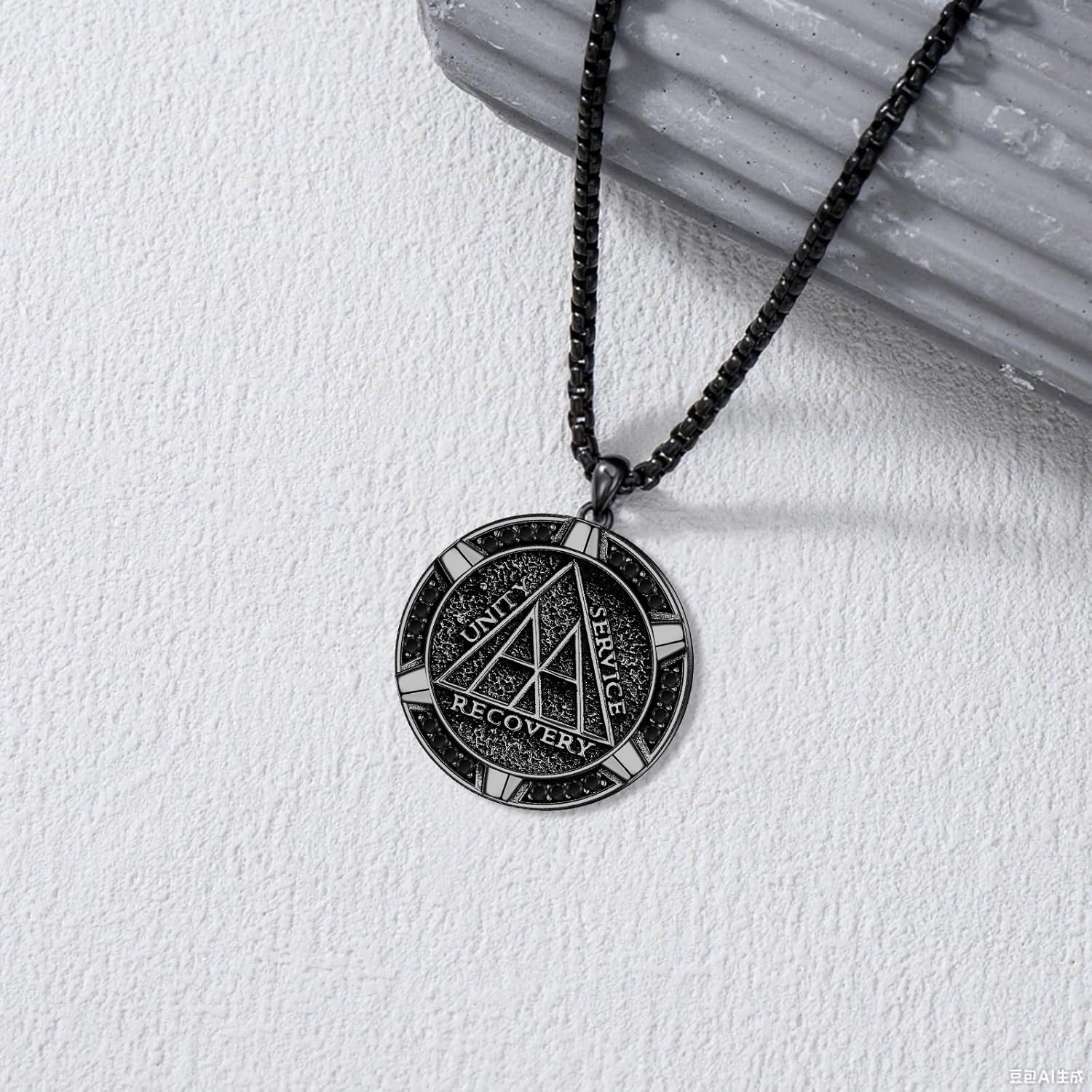 SIMONLY Alcoholics Anonymous Necklace 925 Sterling Silver Narcotics Anonymous Sobriety Necklace Snake Pendant NA/AA Sobriety Gifts for Men