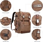 WITZMAN Canvas Travel Backpack for Men Large Laptop Backpack Fits 16 Inch | Expandable 32L to 42L, Carry-on Airline Approved Convertible Shoulder Rucksack, For Vacation, Overnight Trip, A6617 Brown