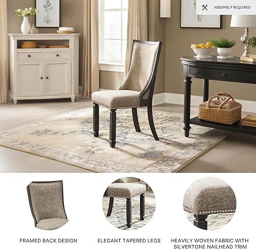 Miniatura 4 de Signature Design by Ashley Tyler Creek Urban Farmhouse Silla de comedor tapizada, 2 unidades, casi negra Negro -,Bitono