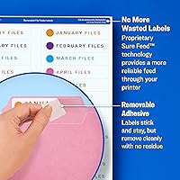 Vista 3 de Avery File Folder Labels with Sure Feed, 2/3" x 3-7/16", 750 Printable Labels, Removable, White (8066)
