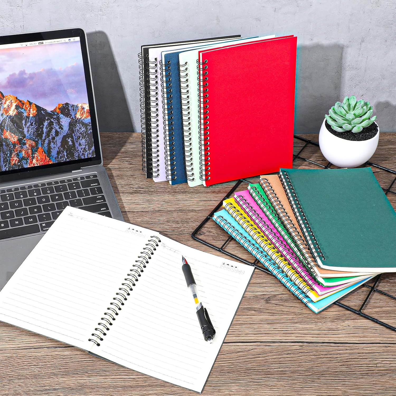 Nodaaiie 12 Pack A5 Spiral Notebook, College Ruled, 120 Pages, 12 Colors Spiral Journal for Office, Students, Business, Journal, Note Taking, 8.3 x 5.7 Inch image 4