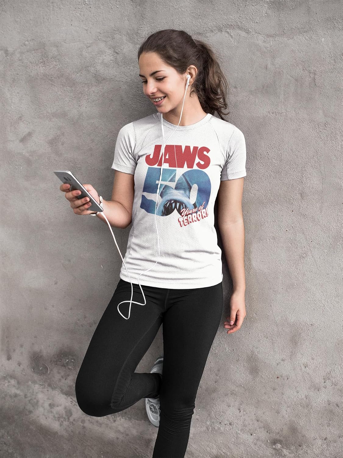 American Classics Jaws 50 Years of Terror Shark Movie T Shirt White image 2