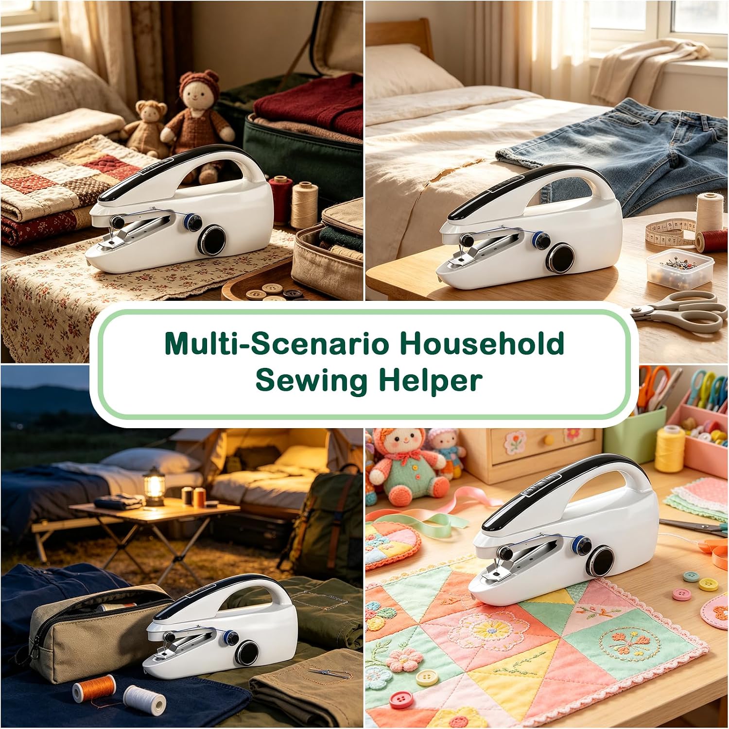 Handheld Sewing Machine for Beginners, 150 Pcs Complete Sewing Kit with Gray Storage Case, Portable Mini Sewing Machine Dual Speed & Dual Power for Daily Mending, DIY Crafts & Fabric Repair