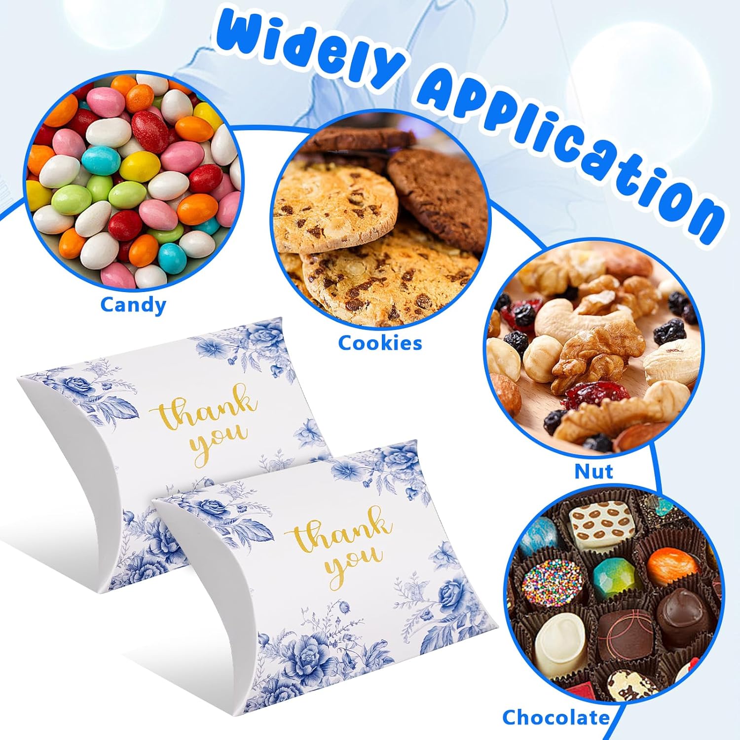 Haomian 100 PCS 4.5Inch x 3.5Inch Kraft Paper Pillow Gift Boxes Candy Treat Gift Box Wedding Party Goodie Boxes Sweet Bags Thank You Box for Wedding Bridal Shower Baby Shower Birthday Party Supplies - Image 5