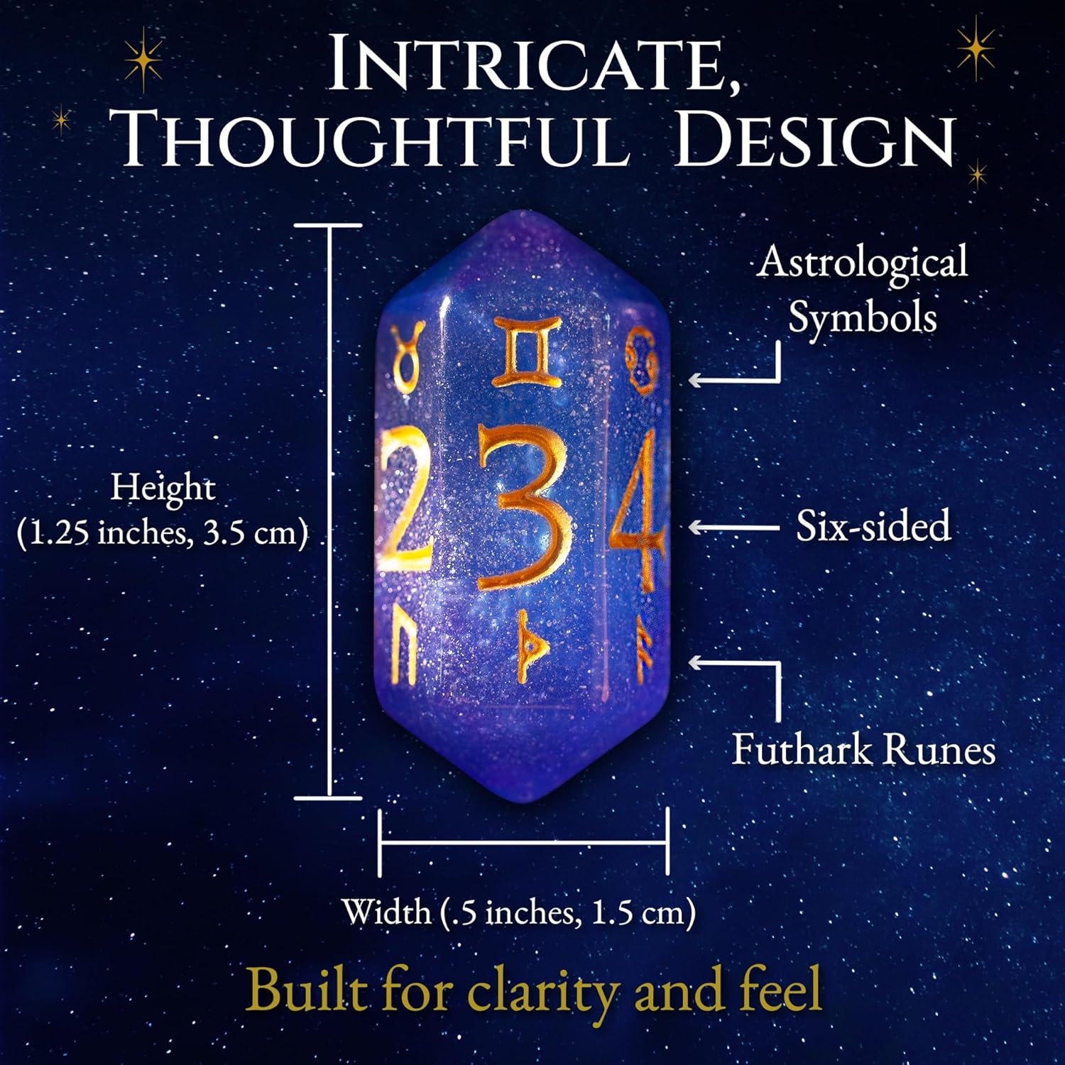 Astrology Dice for Readings – Divination Tools with Planetary Symbols & Zodiac Signs | 6 Mystic Dice | New Age, Witchy | Unique Gift for Women & Men | Ask a Question, Discover The Forces at Play