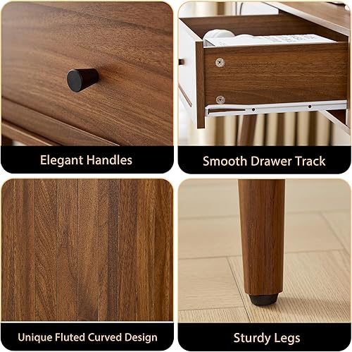 Miniatura 6 de Mid-Century - Escritorio de madera de 59 pulgadas, escritorio de oficina en casa para computadora portátil con 2 espacios de almacenamiento