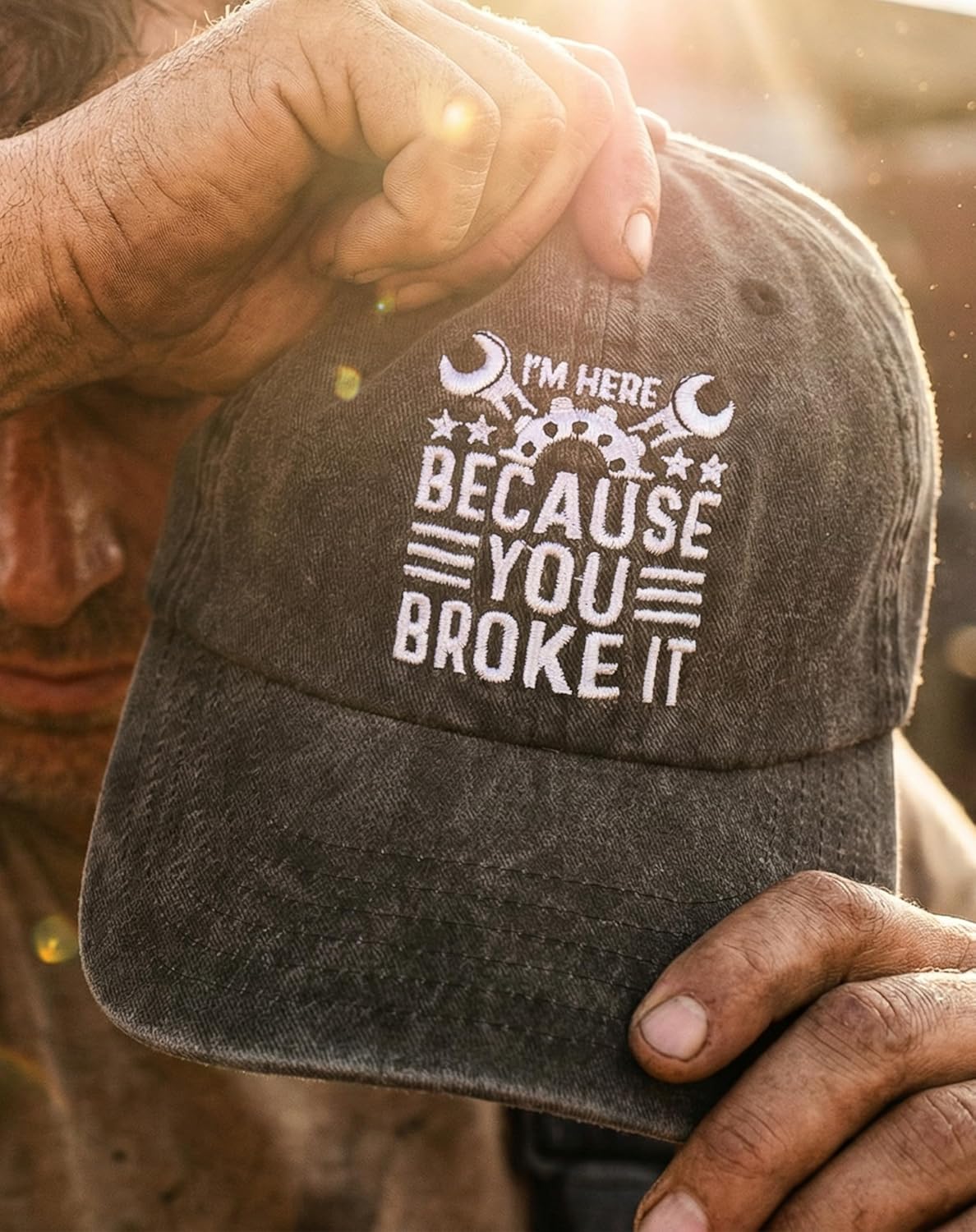 InnoBeta Maintenance Man Gifts Cap for Men Women - Adjustable Vintage Washed Cotton Embroidered Hat - Appreciation Gift for Maintenance Worker - Dark Grey - Image 4