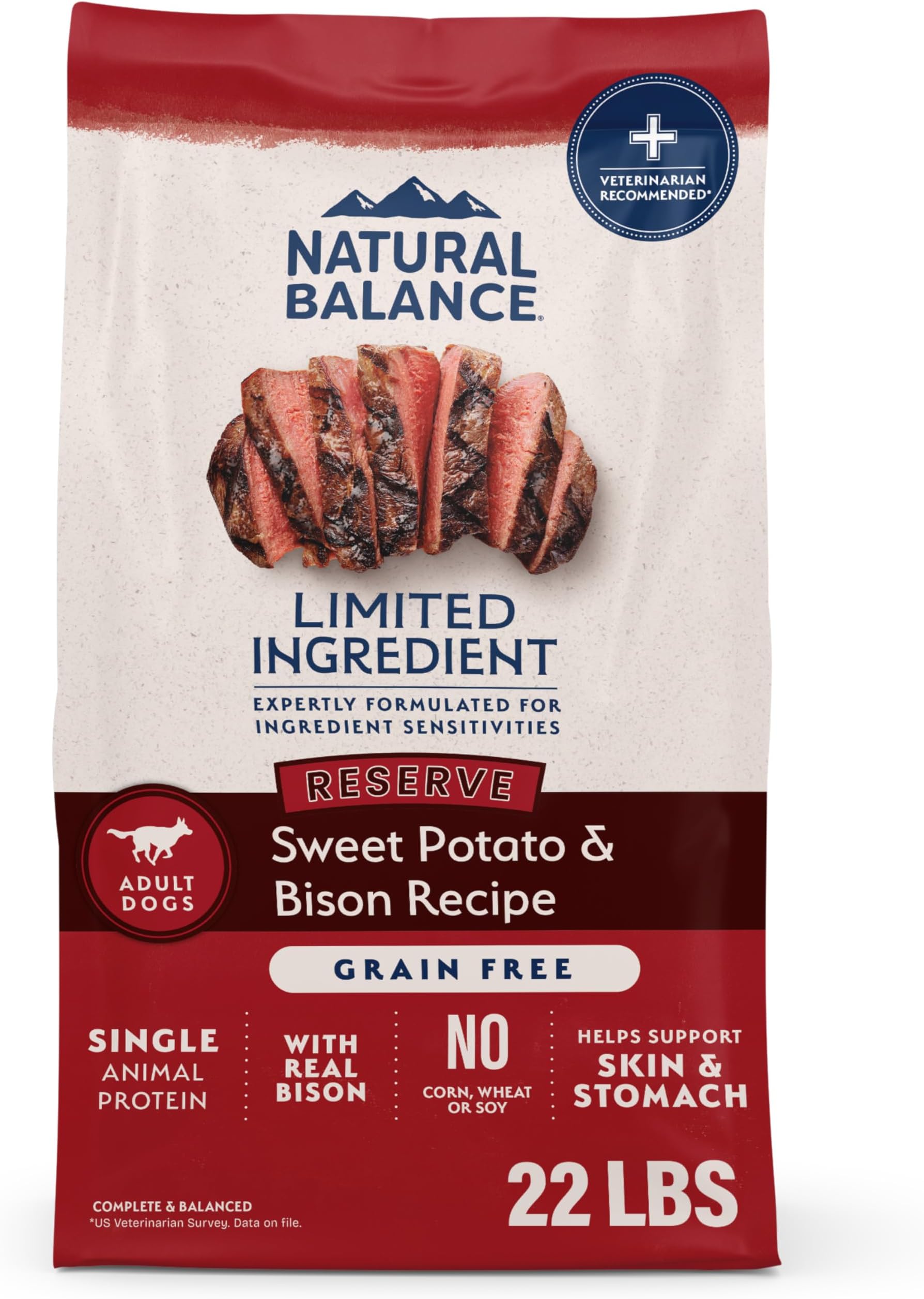 - Limited Ingredient Adult Grain-Free Dry Dog Food, Reserve Sweet Potato & Bison Recipe, 22 Pound (Pack of 1)