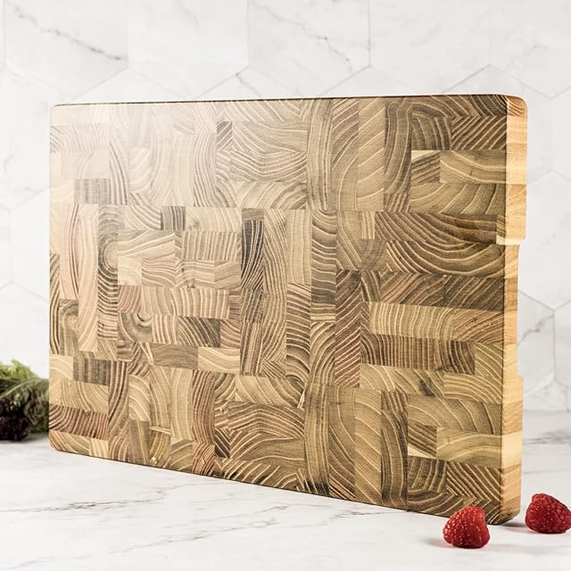 Bill.F Wooden Chopping Board 36cm X 24cm X 2.5cm Thick Teak Cutting Chopping Board for Kitchens Carving Meat Solid Butchers Block