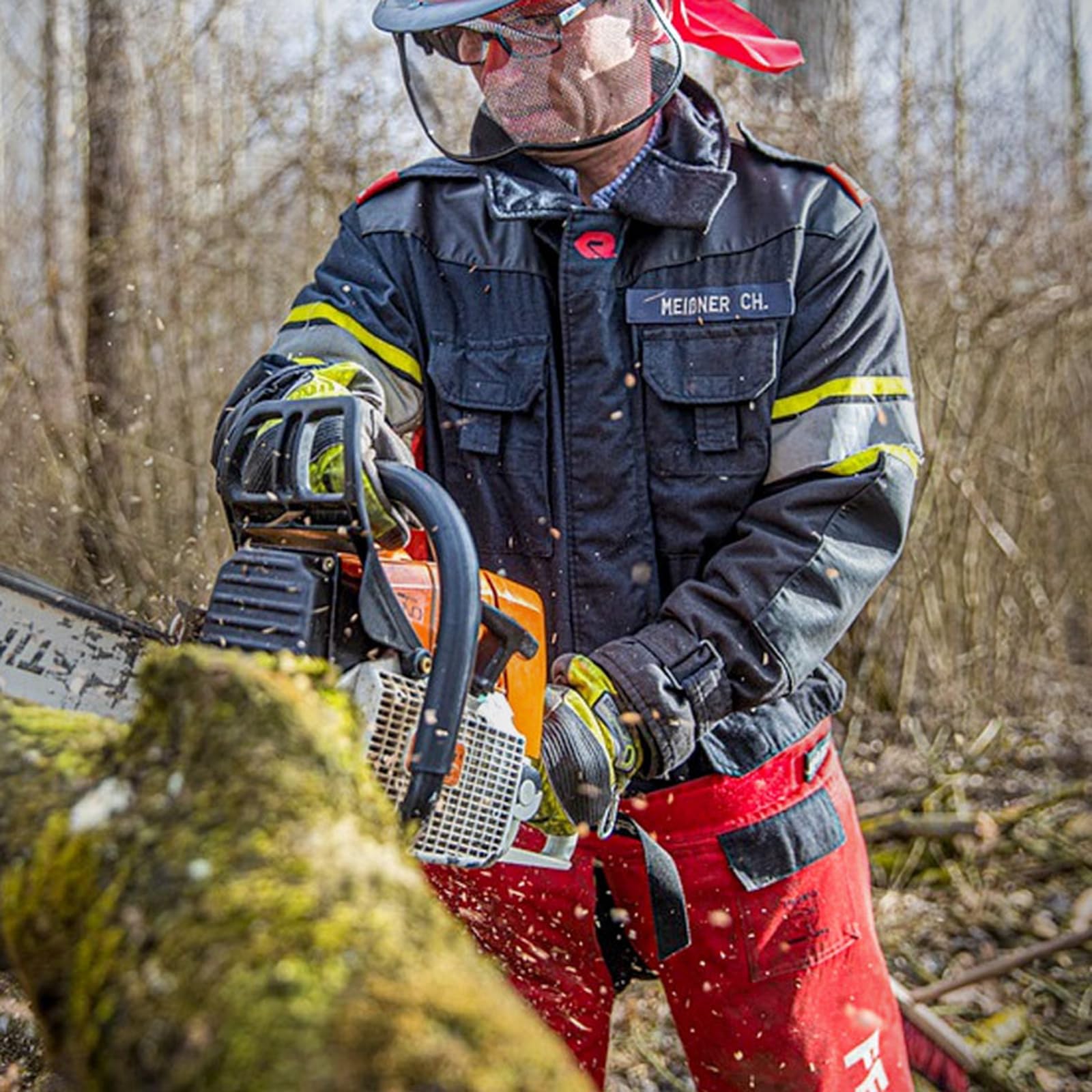 Pantaloni Anti-Motosega, Pantaloni Anti-Motosega con Cintura Protettiva E Regolabile A 9 Strati, Attrezzi Forestali di Sicurezza per Taglio, Disboscamento,M