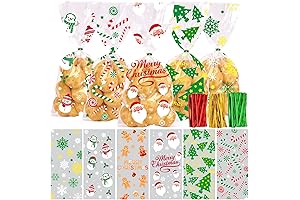 JOICEE Christmas Treat Goody Bags with Ties for Xmas Party Favors
