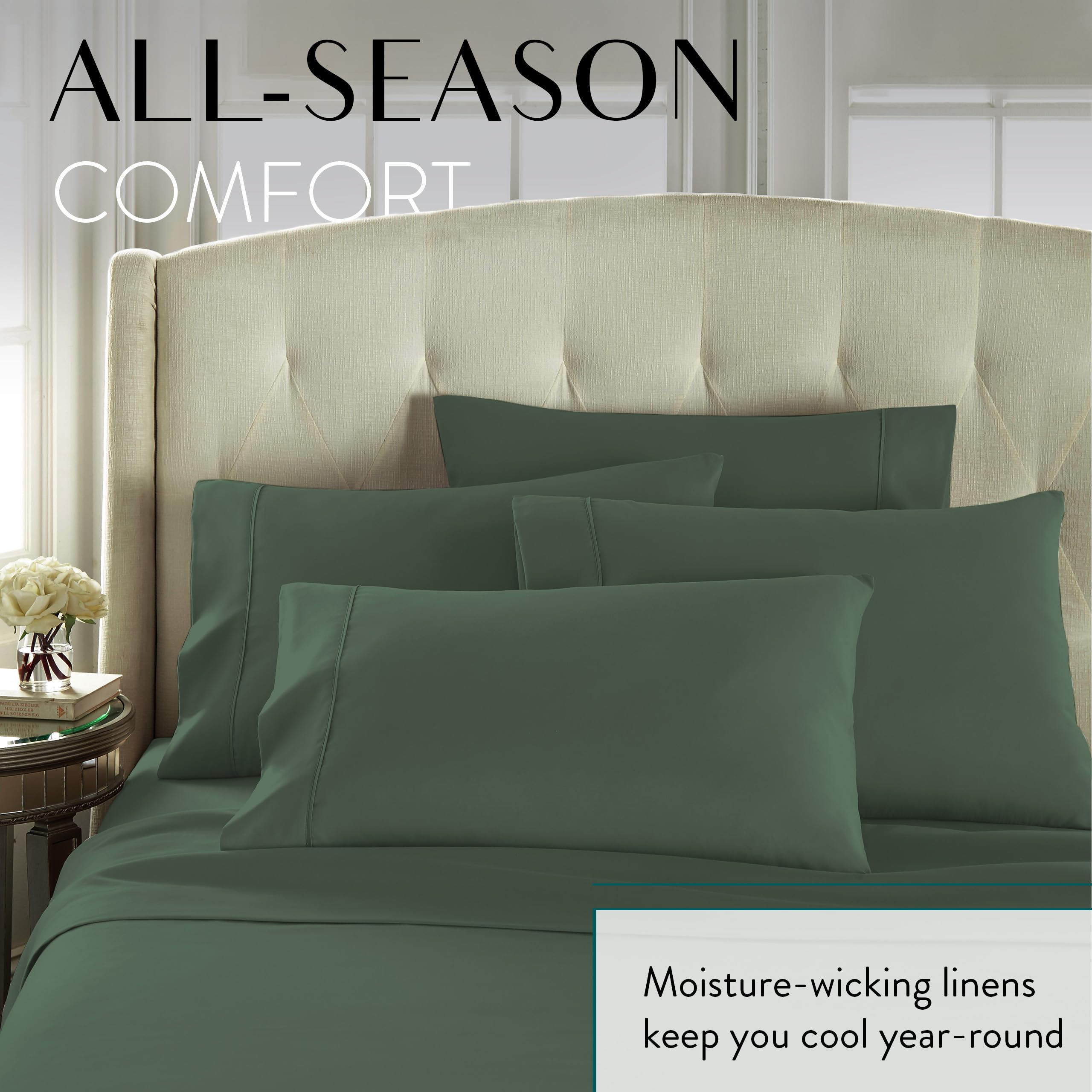 Danjor Linens Queen Sheet Set 6 Piece Set Including 4 Pillowcases Deep Pockets Breathable