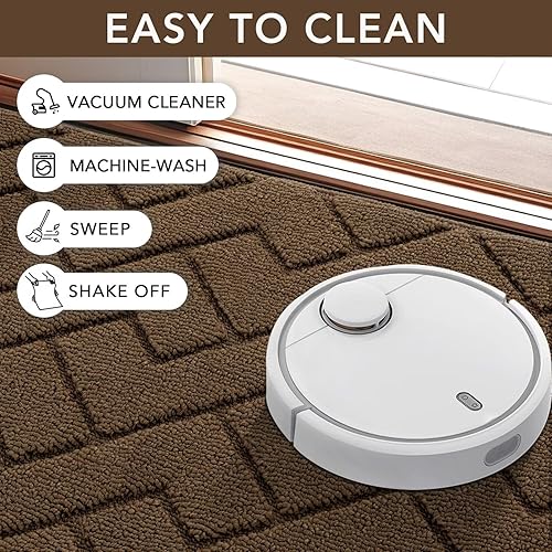 Miniatura 7 de hicorfe - Tapete para interiores, para puerta delantera o trasera, parte trasera de goma, antideslizante, absorbente, resistente a la suciedad,