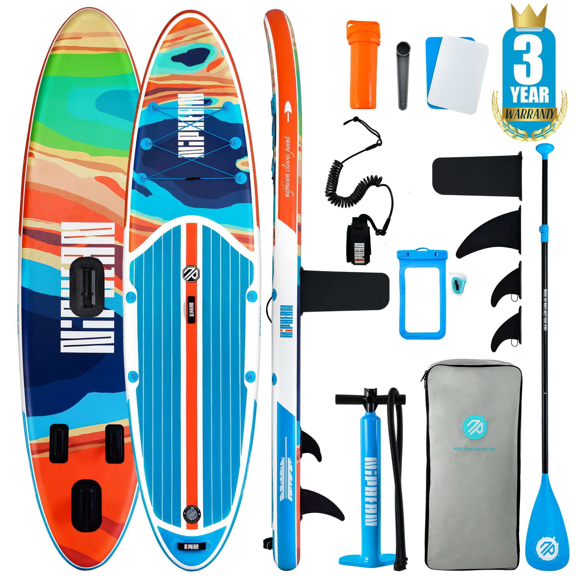 Niphean Inflatable Stand Up Paddle Board with SUP Accessories, Anti-Slip EVA Deck, 10’6’’ Inflatable Paddle Boards for Adults & Youth of All Skill Levels