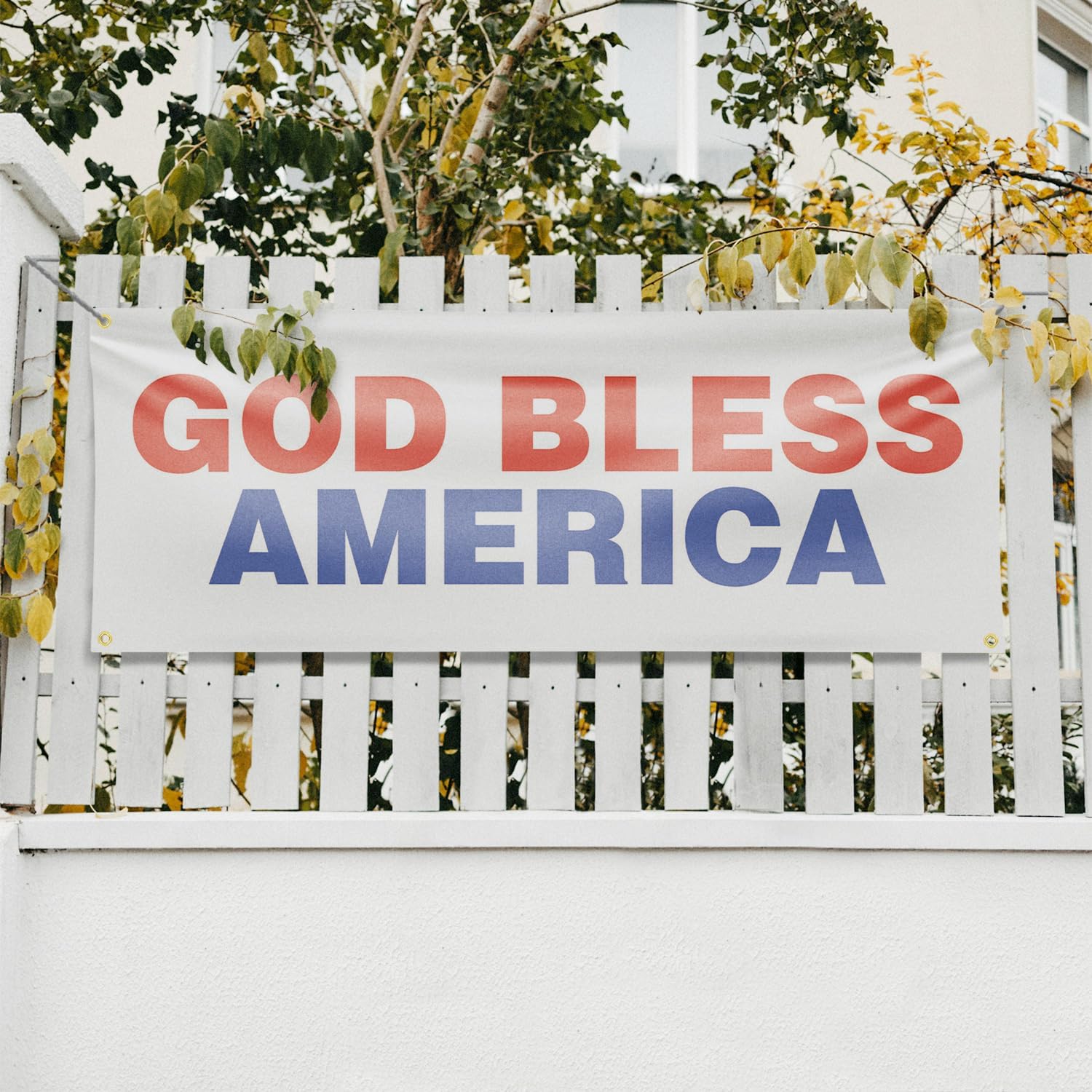 God Bless America Banner Sign 18 Inch x 48 Inch | 13 oz Vinyl with Metal Grommets | Heavy-Duty Single-Sided Outdoor Durable Printed High-Quality Weatherproof | Made in the USA