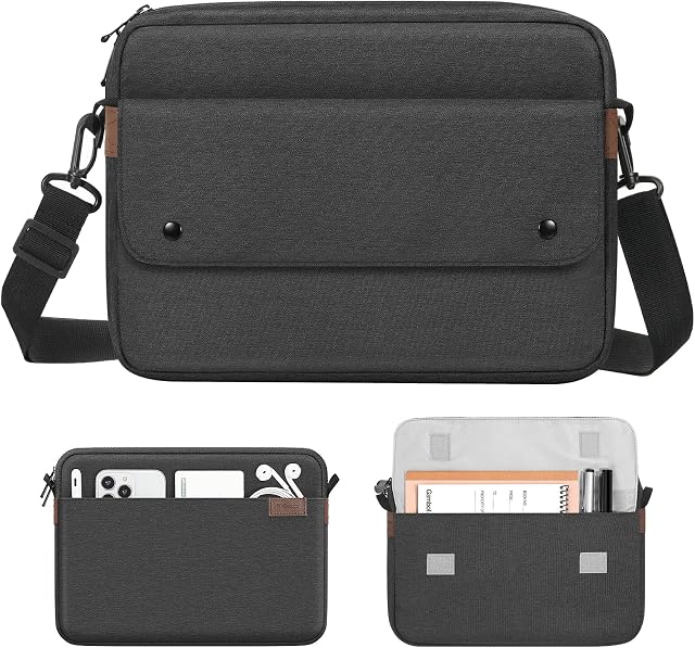 MoKo 9-11 Inch Tablet Sleeve Bag, Fits iPad air 5 10.9" 2022, iPad Pro 11 M2 2022-2018, iPad 10th 10.9, iPad Air 4 10.9, Tab S8 2022, Polyester Horizontal Bag Cover with Shoulder Strap, Black&Gray