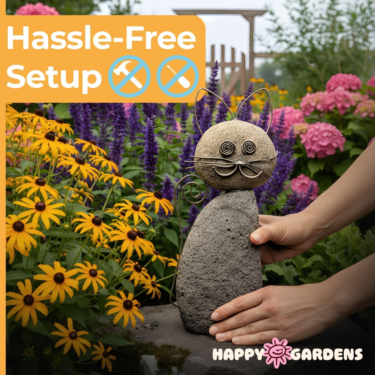 Happy Gardens Cat Garden Statue with Whiskers - Image 4