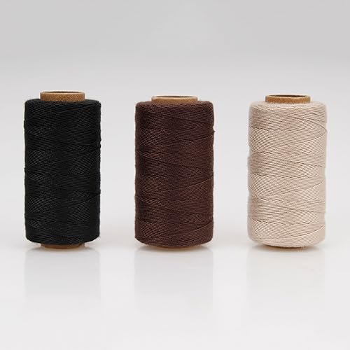 Miniatura 36 de Lusecarl Hilo de poliéster de 110 yardas cada carrete para extensiones de cabello, 3 rollos de hilos de coser para coser a mano, extensiones de Negro