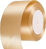 50mm Wide Gold Ribbon Thick Champagne Satin Ribbon 22m, 2 inch Thick Gold Ribbon for Gift Wrapping Wedding Car Christmas Tree Xmas Birthday Cake Hair Bow Florist Bouquet Crafts Decorations