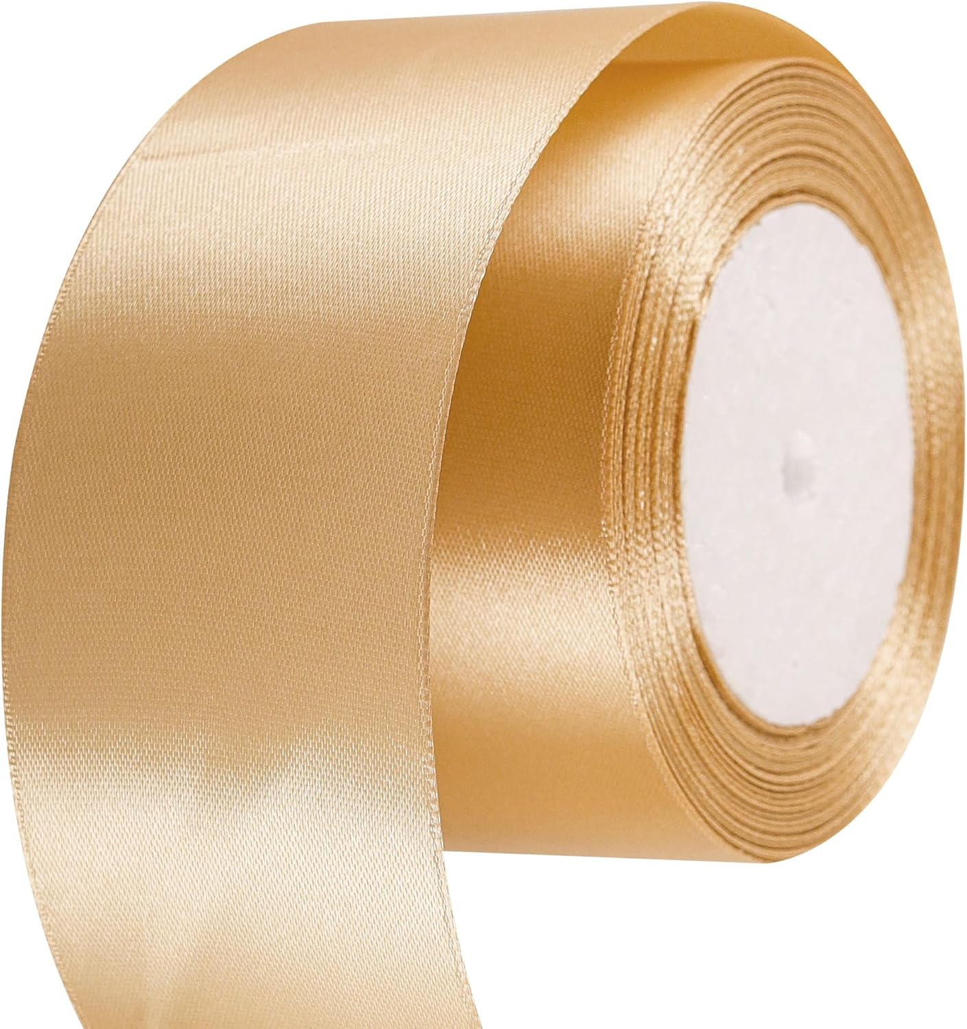 50mm Wide Gold Ribbon Thick Champagne Satin Ribbon 22m, 2 inch Thick ...
