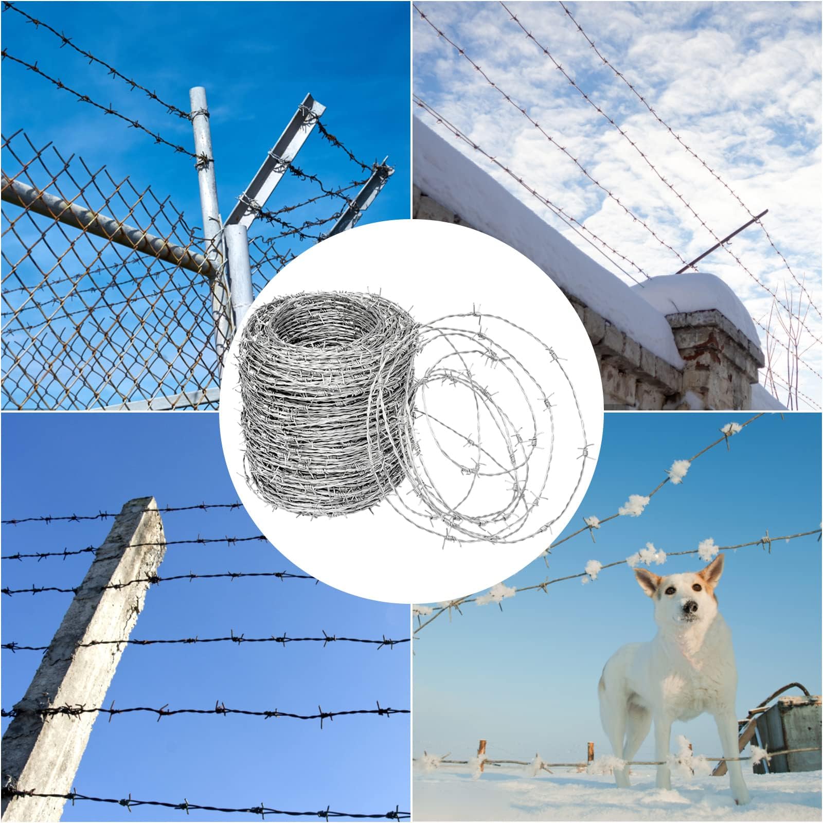 Alambre de Espino para Vallas - Rollo de Acero Galvanizado - Fácil de Doblar y Cortar - Uso en Exteriores/Seguridad Residencial,2.2mm,150m(492ft)