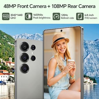 GA25 Unlocked Cell Phones, Android 14 Smartphone with Built-in Stylus, 5000mAh Battery, 12GB+512GB, Expandable to 1TB, 6.9 QHD+ OLED Display, 5G, Dual SIM, GPS & WiFi