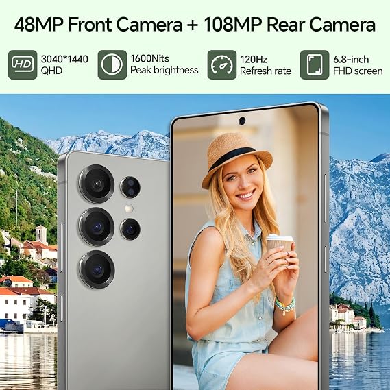 GA25 Unlocked Cell Phones, Android 14 Smartphone with Built-in Stylus, 5000mAh Battery, 12GB+512GB, Expandable to 1TB, 6.9 QHD+ OLED Display, 5G, Dual SIM, GPS & WiFi