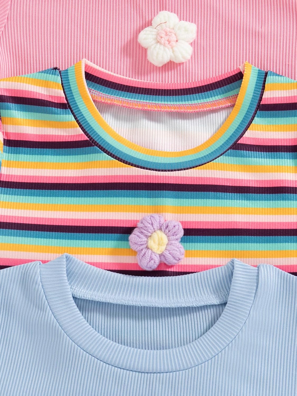 3 Pack Toddler Girls Shirts Short Sleeve Shirt for Girls Tees Kids Tshirts Clothes Summer Tops T-Shirt 2-8 Years