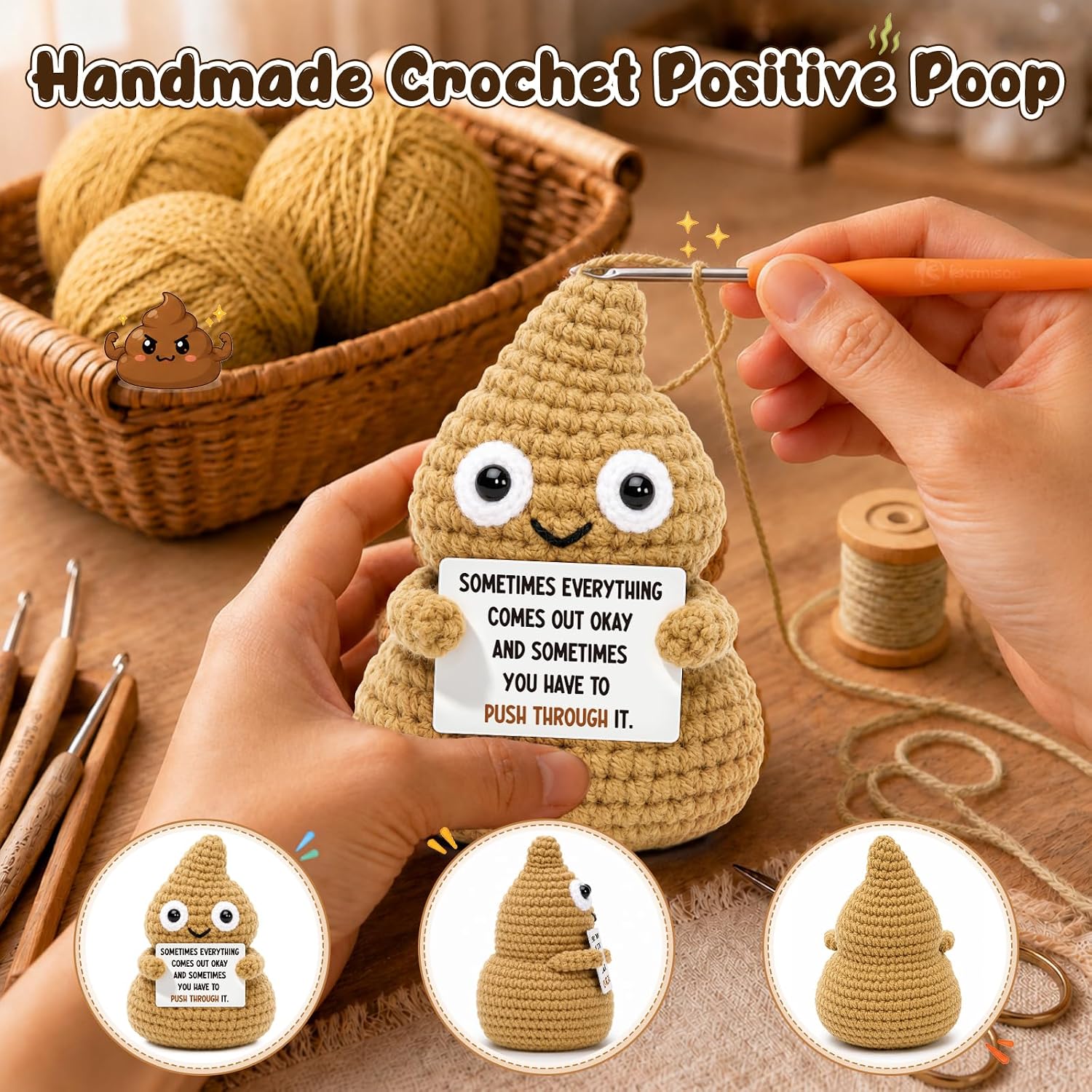 WELLBANEE Funny Gag Poop Crochet Gifts for Women Men