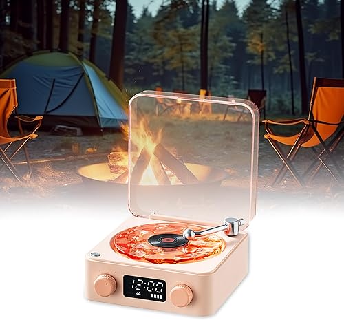 The Waves - Reproductor de vinilo, altavoz Bluetooth de vinilo, 2025, nuevo reproductor de discos portátil inalámbrico vintage con luz ambiental