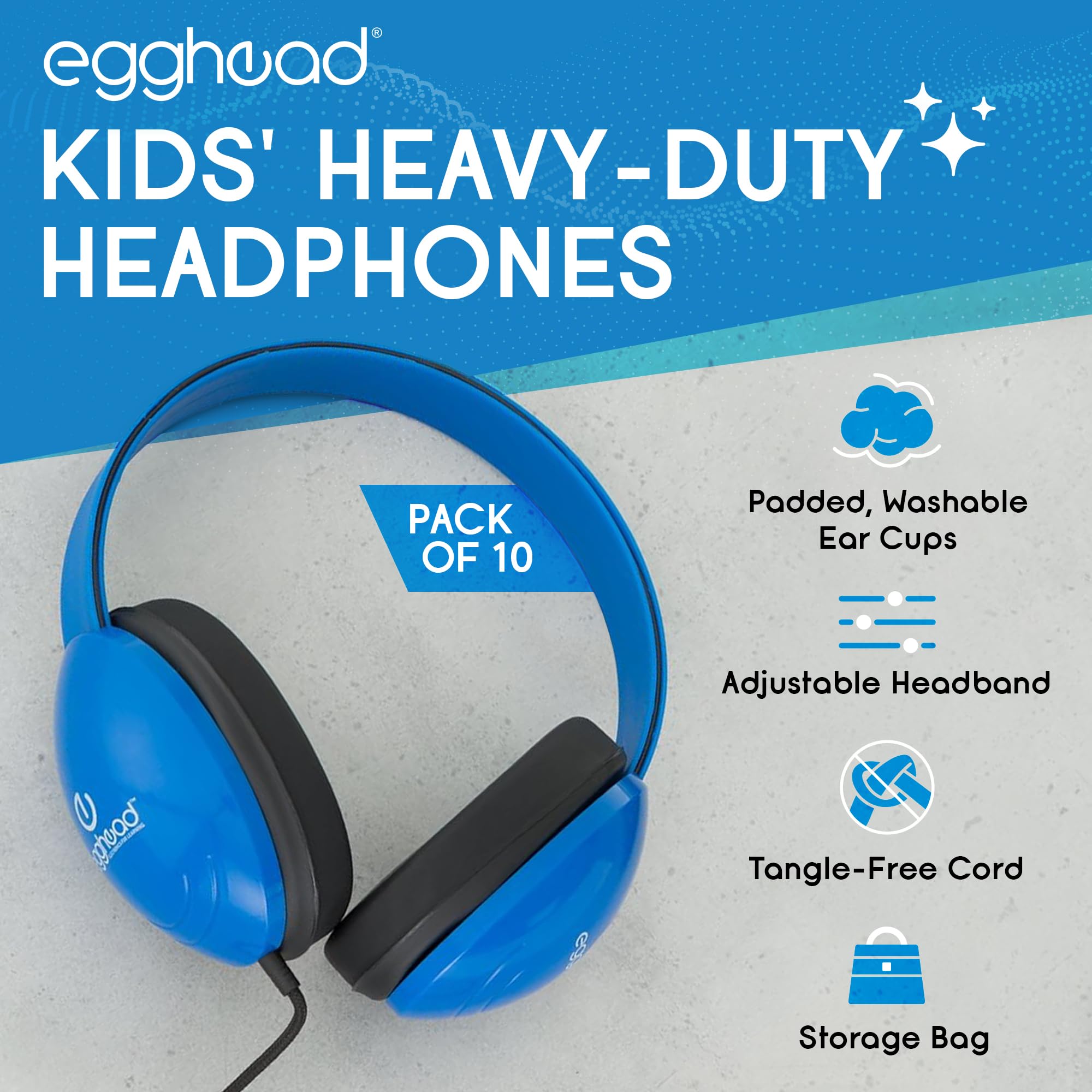 Heavy-Duty Kids' Headphone w/Tangle-Free Fabric Cord