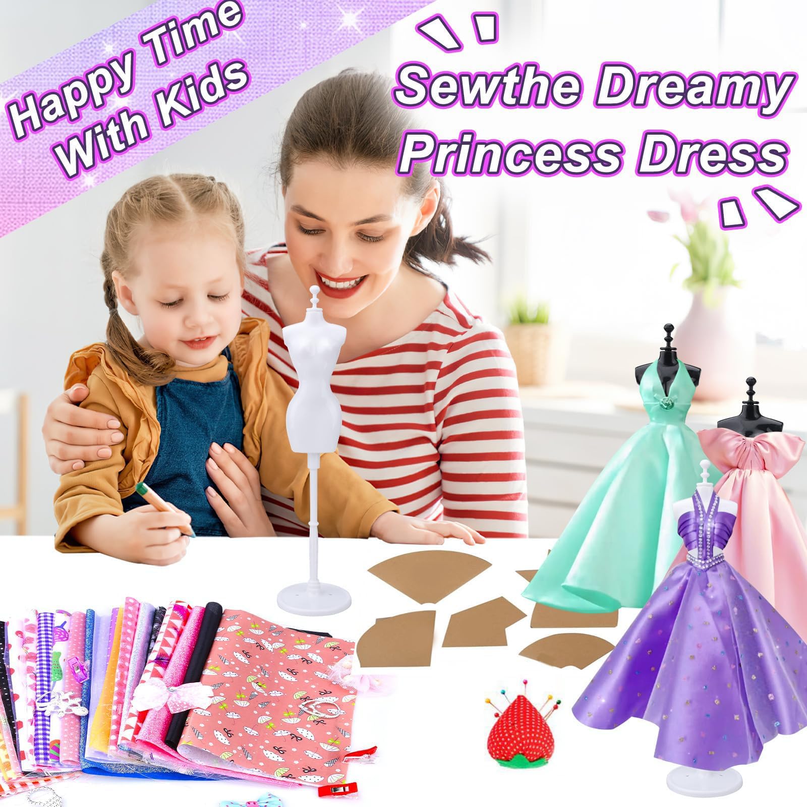 JOTOL Modedesign Mädchen Bastelset,1200+Stücke Bastelset Kinder Kreativität-DIY-Kunst-und Bastelset,Kreativität DIY Kunst Bastelset für Kinder Mädchen Fashion Designer,Geschenke Mädchen 6+Jahre