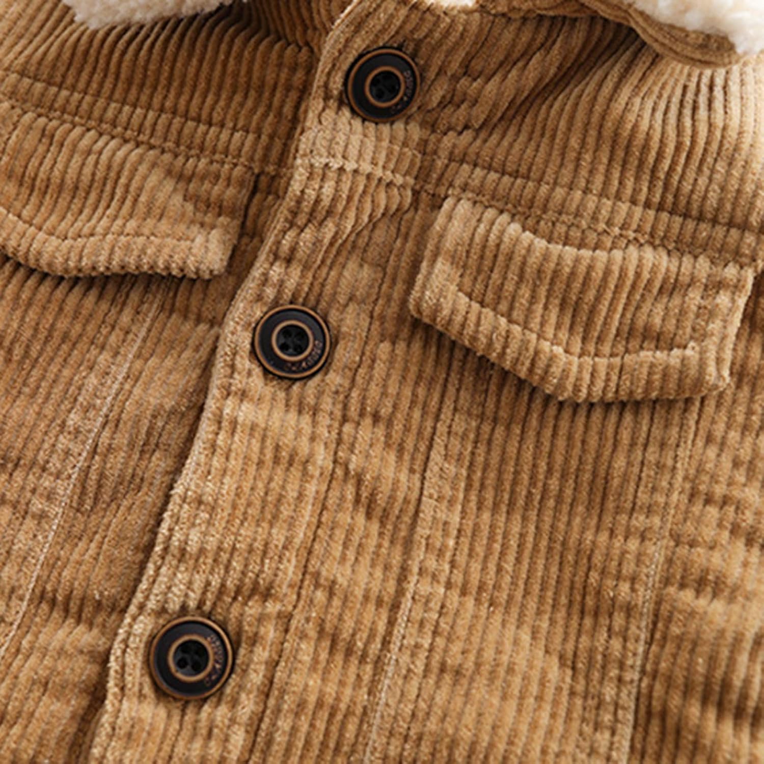 Moru Toddler Boy Winter Corduroy Jacket Baby Girl Fall Sherpa Lined Outwear Coat