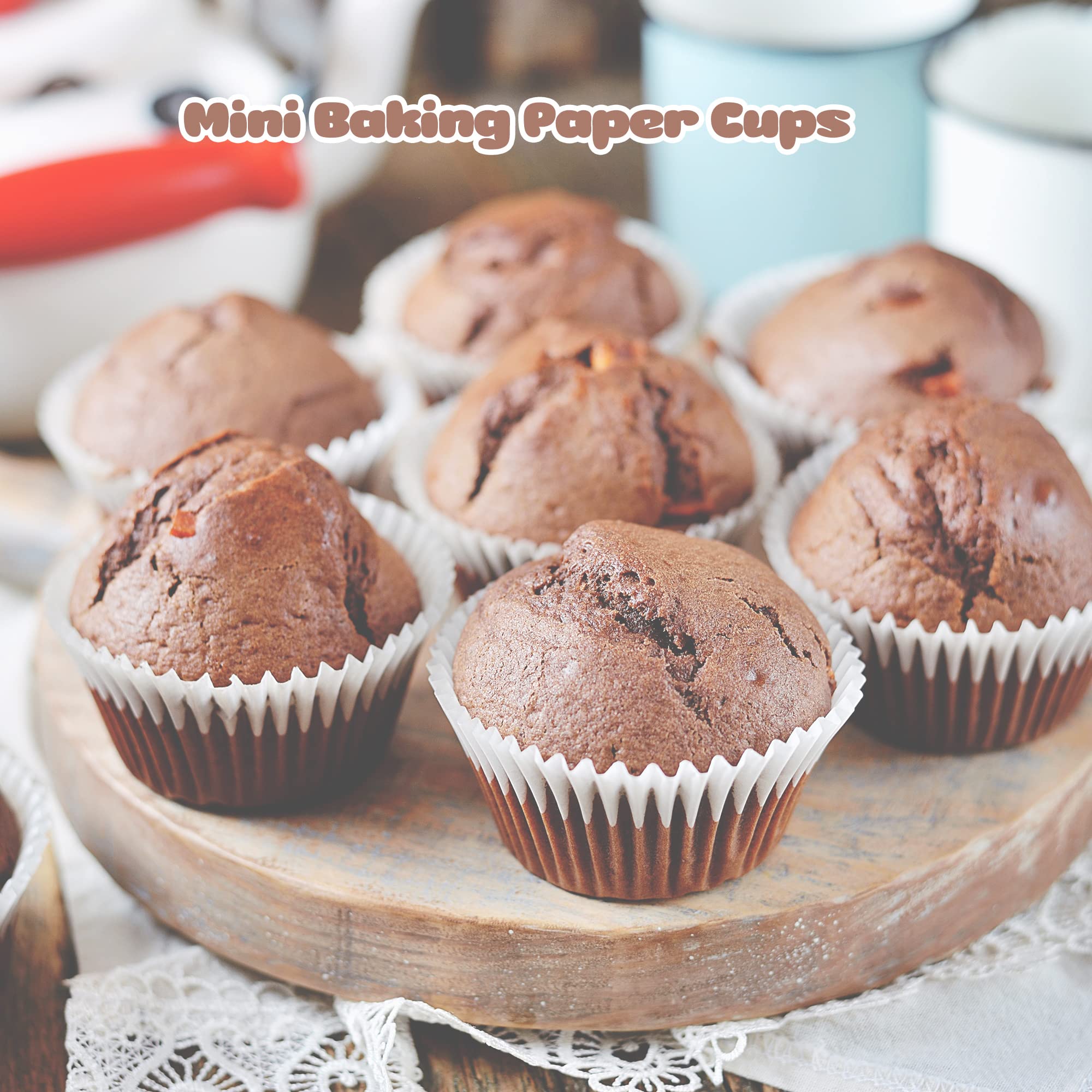 Liobelon 1000 Pieces Super Mini Cupcake Liners, Disposable Chocolate Candy Paper Wrapper Liners Greaseproof for Wedding Birthday Party Festival (White)