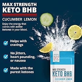 Dr. Boz - Keto BHB Powder - Cucumber Lemon, 20 Packets - Ketones Drink - Increase Energy & Reduce Cravings - Max Strength Dietary Supplement - Quality Tested - Made in The USA - 10.9oz (310g)
