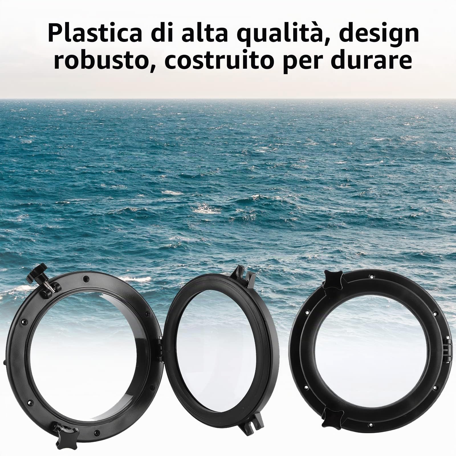 GAESHOW Oblò, Oblò Marino da 10 Pollici, Oblò Rotondo di Ricambio per Yacht di Barca, Finestra in Stalinite Universale per Camper, Barca, Yacht, Porta Hole Marina/Finestra, barca oblò (10")