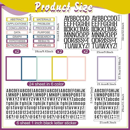 Miniatura 14 de PerKoop 36 hojas de tableros de póster de la feria de ciencias, 24 subtítulos de presentación autoadhesivos, 4 títulos de proyectos de feria