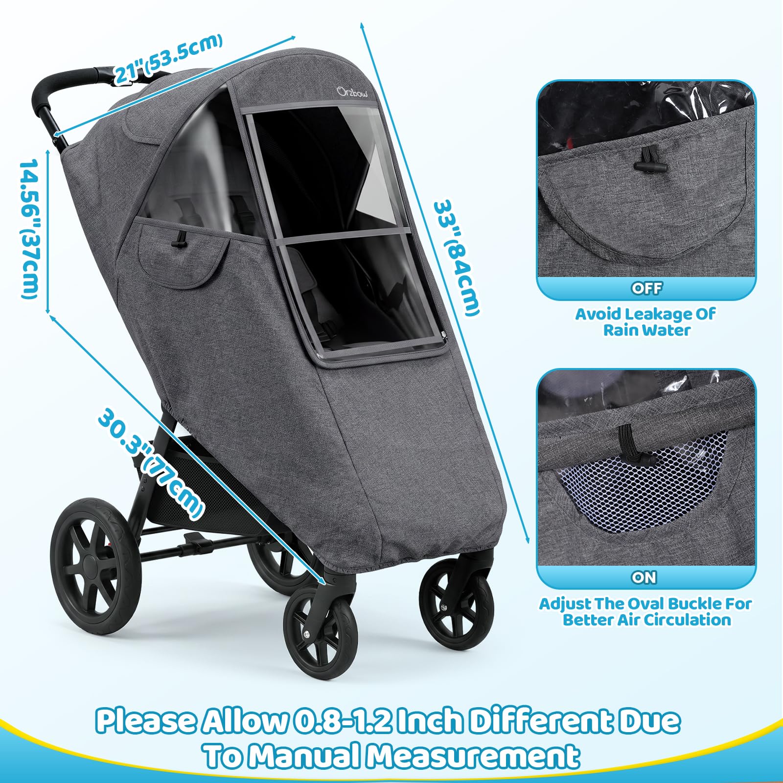 Housse de pluie universelle pour poussette, accessoire imperméable, bouclier météo de voyage pour bébé avec maille de ventilation respirante, épaisse et durable, protège de la neige, du vent et de la