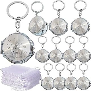 Quinceanera Party Favor (12 PCS) Sweet 16 Mini Compact Mirror Keychain Recuerdos de Mis XV Princess 18 Birthday Gift for Guest with Organza Gift Bag
