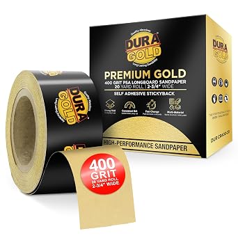 Dura-Gold Gold PSA Longboard Sandpaper, 400 Grit, 20 Yard Roll, 2-3/4" Wide