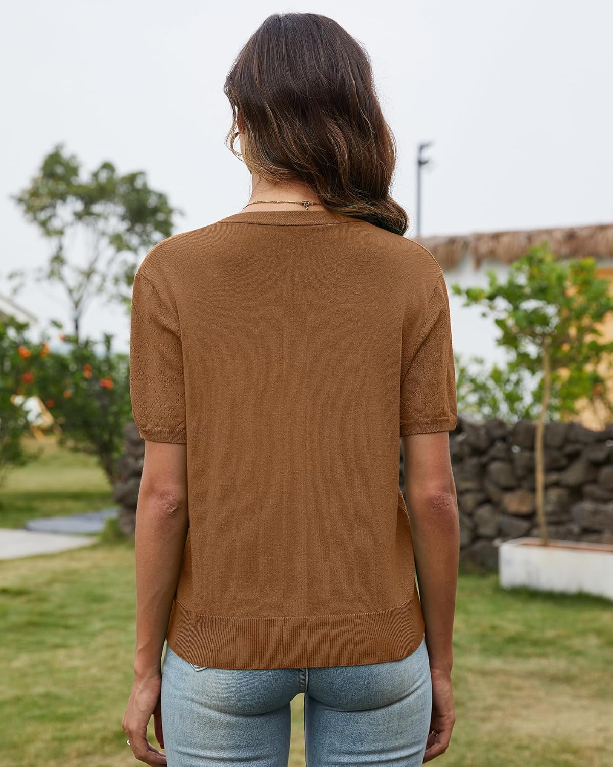 VIISHOW Short Sleeve Lightweight Summer Cardigan for Women, Button Down Open Front V Neck Crochet Knit Cropped Bolero Shrugs - Image 4