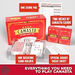 Deluxe Canasta Cards Set with Point Values, The Classic Card Game for Families and Adults on Game Night, Fun Games for 2 Players or More