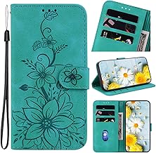 Case for Samsung Galaxy A36 5G / Galaxy A56 5G 6.64" 2025 Cover with Card Slots Stand Function with Lilies Print Magnetic Flip Cover Case - Green Lilies
