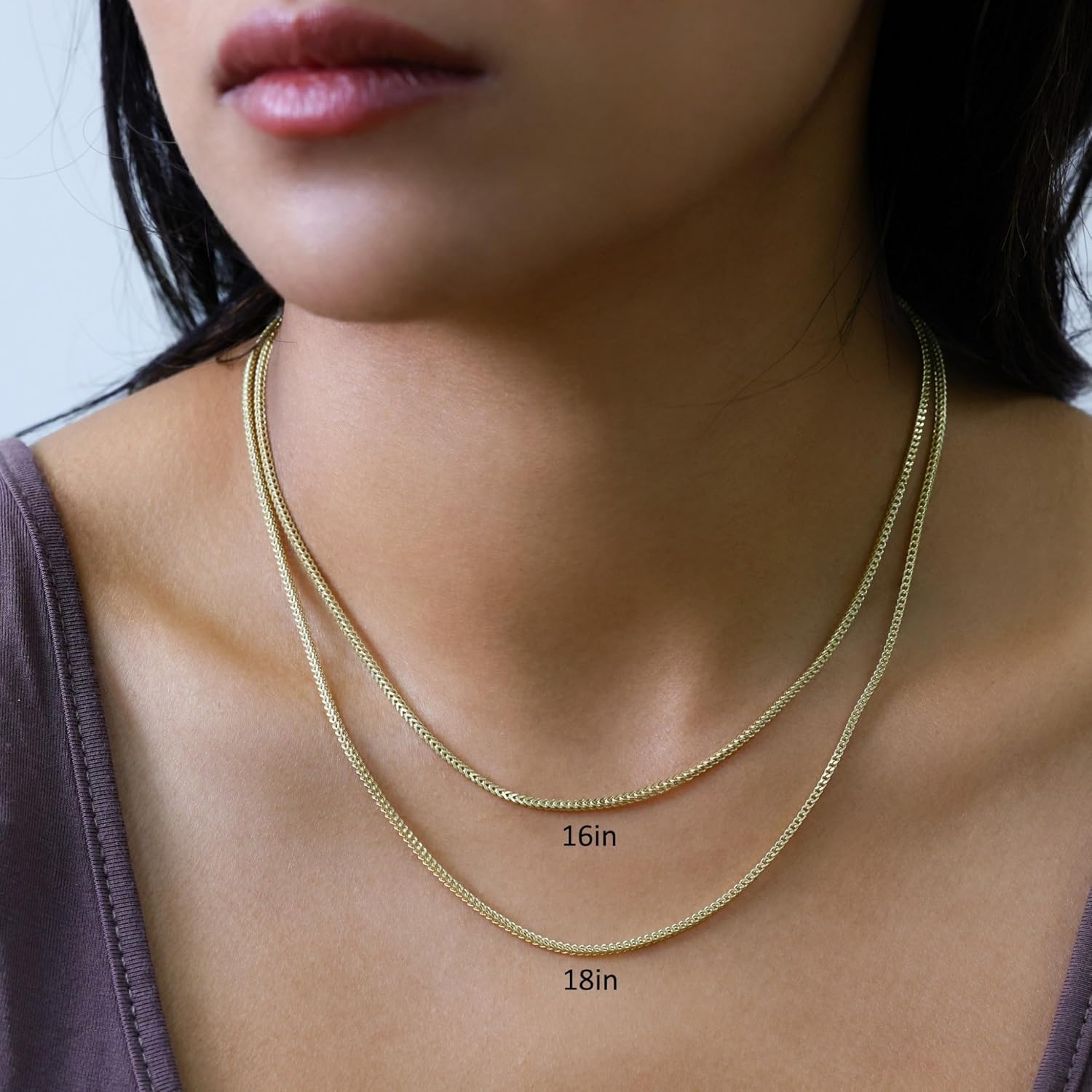 Nuragold 10K Real Yellow Gold Franco Square Chain Wheat Necklace 16"-30" (1.5mm-6mm) Italian Jewelry for Men & Women