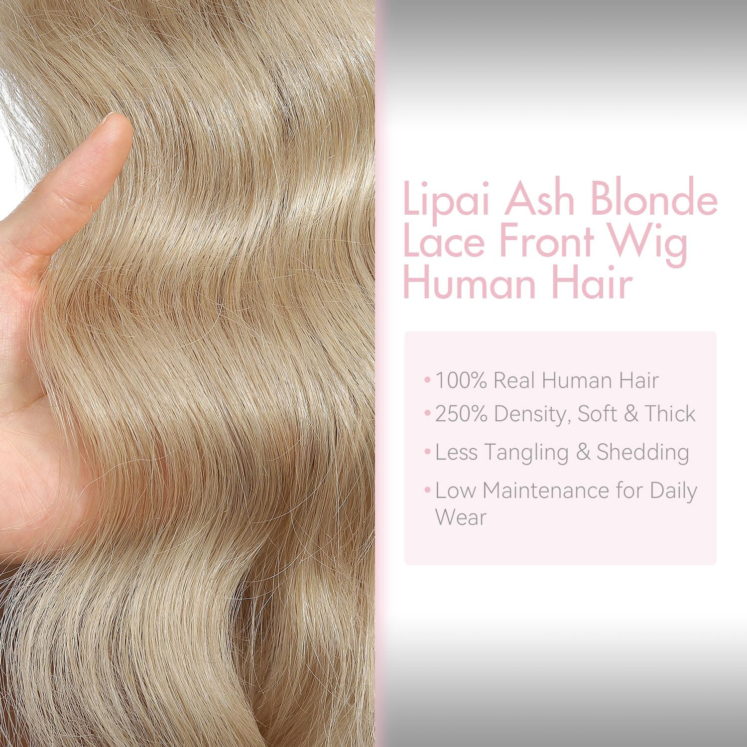 Ash Blonde Wig Human Hair 13x4 HD Lace Front Glueless Wigs for Women - Body Wave, Pre Plucked Hairline, Mini Knots, 250% Density - Image 6